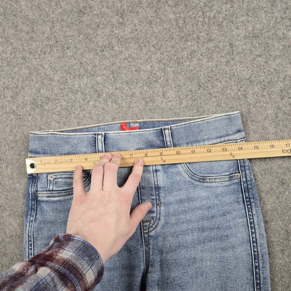 Spanx Kick Flare Jeans Womens Small Blue Denim Pull On Wide Leg Cropped - Picture 9 of 16
